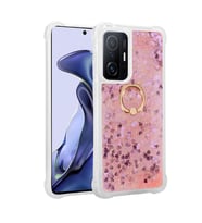 Xiaomi Mi 11T 5G Kılıf Zore Milce Simli Pullu Yüzüklü Kılıf (Pembe)