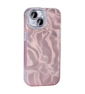 iPhone 15 Kılıf Airbagli Parlak Taş Detay Tasarımlı Esila Kılıf (Pembe)