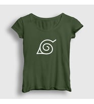 Presmono Kadın Sarı Konoha Anime Naruto T-Shirt 133370tt (Haki)