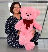 100 Cm Papyonlu Büyük Ayıcık (%100 Yerli) (Pembe)