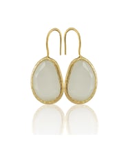 Kadir Jewellery 22 Ayar Altın Kaplama Fosil Taşlı Küpe -El İşçiliği Ve Hipoalerjenik Küpe (Beyaz)