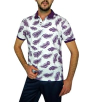 Erkek Yaprak Desenli Polo Yaka Tişört BGL-ST00524 (Mor)