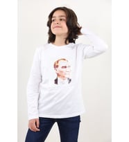 Toontoy Unisex Çocuk Atatürk Bayraklı Çift Taraflı Pullu Tişört (Beyaz)