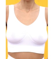 Kadın Modal Crop Top Büstiyer Toparlayıcı Kalın Askılı Seamless Dikişsiz Örme Bustiyer (Beyaz)