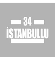 34 İstanbullu Araba Sticker siyah 16x9 CM (Beyaz)