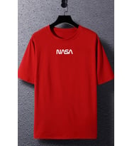 Unisex Nasa Baskılı T-shirt (Kırmızı)