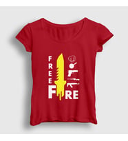 Presmono Kadın Haki Knife Free Fire T-Shirt 232801tt (Kırmızı)