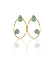 Kadir Jewellery 22 Ayar Altın Kaplama Geometrik Küpe -El İşçiliği Ve Hipoalerjenik Küpe (Açık Mavi)