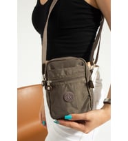 M 227 Mega Bag Krinkıl Kumaş Unisex Küçük Omuz Çantası, Telefonluk (Vizon)