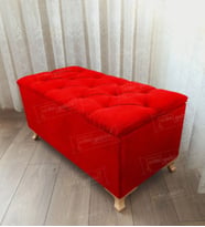Lüks Sandıklı Kapitoneli Ayakucu Puf Bench 120 cm Gold Ayak (Kırmızı)