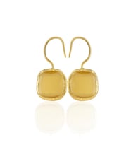 Kadir Jewellery 22 Ayar Altın Kaplama Kare Taşlı Küpe -El İşçiliği Ve Hipoalerjenik Küpe (Sarı)