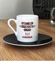 Kişiye Özel Efsaneler Ağustosta Doğar Türk Kahvesi Fincanı Doğum Günü Hediyesi (Siyah)