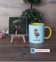 Baykuş Fotoğraflı Dekoratif Taş, Kupa Bardak Beyaz Hediye (Model 7)