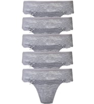 5li Kadın Dantelli Bikini Külot Pamuklu Arkası Düz Kaliteli FND (Gri)