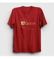 Presmono Unisex Haki Gold Logo Queen T-Shirt 101643tt (Kırmızı)