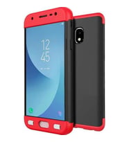 Samsung J5 Pro Kılıf Kamera Korumalı 360 Tam Koruma Ays Kılıf (Siyah-Kırmızı)