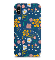 PrintiFy Apple iPhone XS Max ile Uyumlu Lansman Kılıf Çiçek Tasarımlı İçi Kadife Kapak (Lacivert)