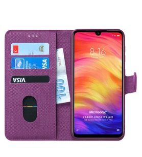 Microsonic Xiaomi Redmi Note 7 Pro Kılıf Fabric Book Wallet (Mor)