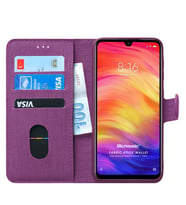 Microsonic Xiaomi Redmi Note 7 Pro Kılıf Fabric Book Wallet (Mor)