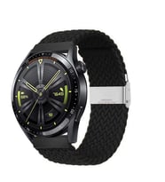 Huawei Watch GT2 Elite-Sport-Classic 46mm-GT2 Pro 22mm Uyumlu Metal Klips Solo Fiberlink Örgü Kordon (Siyah)