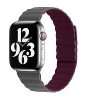 Apple Watch 7/8/9 41mm Kordon Renkli Strap Deri Loop Kordon (Gri-Kırmızı)