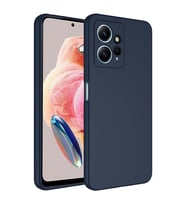 Xiaomi Redmi Note 12 4G Kılıf Kamera Korumalı iÇi Süet Dokulu Lansman Tipi Silikon (Lacivert)