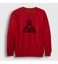 Presmono Unisex Beyaz Logo Fall Out Boy Sweatshirt 62482tt (Kırmızı)