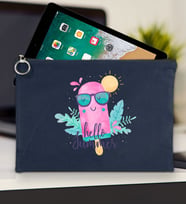 BK Gİft Yaz Temalı-5 Tablet Çantası 30x21cm(12 Renk Seçeneği), Ipad Çantası, Baskılı Tablet Kılıfı (Lacivert)