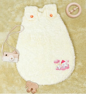Baskılı Peluş Bebek Uyku Tulumu (Krem)