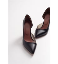 Potinonline 0653 Kadın Yanı Şeffaf Açık Stiletto Topuklu Ayakkabı (Beyaz)