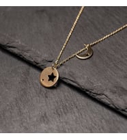 Kişiye Özel 925 Ayar Gümüş Ay Yıldız Kolye (Gold)