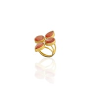 Kadir Jewellery 22 Ayar Altın Kaplama Zirkon Taşlı Kadın Vintage Yüzük (Kırmızı)
