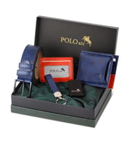 Polo Air Kemer Cüzdan Kartlık Anahtarlık Çakmak Hediyelik Kutusunda CHM-08 (Lacivert)