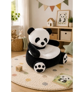 Panda Pelüş Bebek Çocuk Koltuğu (Siyah - Beyaz)