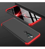 Oppo A9 2020 Kılıf Zore Ays Full Koruma Kılıf (Siyah-Kırmızı)