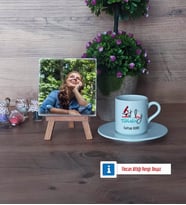 Patoloji Teknikeri Fotoğraflı Dekoratif Taş, Ahşap Altlıklı Türk Kahvesi Fincanı Hediye Tıp Bayramı Hediyesi (Model 2)