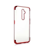 Oppo Reno 2Z Kılıf Zore Dört Köşeli Lazer Silikon Kılıf (Kırmızı)