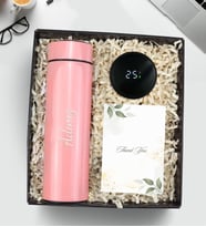 Kişiye Özel Kutusunda 500 ML Dereceli Termos (Pembe)