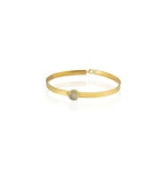 Kadir Jewellery 22 Ayar Altın Kaplama El İşçiliği Zirkon Taşlı Kadın Kelepçe Bilezik (Gri)