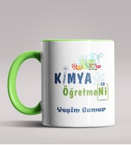Kişiye Özel Kimya Öğretmeni Tasarım Siyah Renk Kupa Bardak 4 (Yeşil)