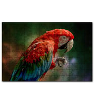 Cakapuzzle Kırmızı Mavi Papağan Pençesi Flu Arkaplan Puzzle Yapboz MDF (Ahşap) (1000 Parça)