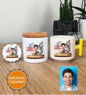 Kişiye Özel Karikatürlü Mimar Hediye Seti T Kupa, Kalemlik, Anahtarlık Erkek Mimara Mimarlar Günü Hediyesi (Sarı)