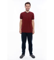 Arnetta 2061 Erkek Düğmeli 3'Lü Pijama Takım (Bordo)
