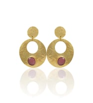 Kadir Jewellery 22 Ayar Altın Kaplama Vintage Küpe -El İşçiliği Ve Hipoalerjenik Küpe (Pembe)