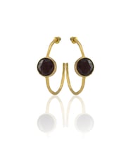 Kadir Jewellery 22 Ayar Altın Kaplama Kadın Taşlı Küpe -El İşçiliği Ve Hipoalerjenik Küpe (Bordo)