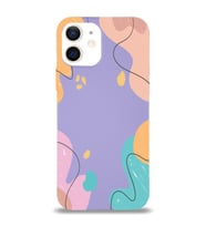 PrintiFy Apple iPhone 12 Mini Uyumlu Lansman Kılıf Karışık Renkler Tasarımlı İçi Kadife Kapak (Lila)