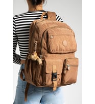 571 Collection Klinkır Sırt Çantası Çok Cepli 45*30 Cm Büyük Boy Lise Üniversite Çantası (Taba)