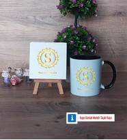 Gold Baş Harf Dekoratif Taş, Kupa Bardak Kırmızı Hediye (Model 10)