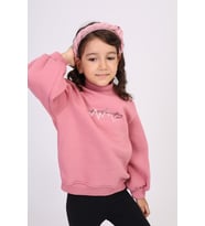 Toontoy Kız Çocuk Baskılı Sweatshirt (Gül Kurusu)