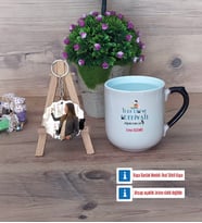 Kadın Türk Dili ve Edebiyatı Öğretmenine Hediye Kupa Bardak Beyaz ve Fotoğraflı Ahşap Anahtarlık Hediye (Model 10)